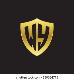 Initial letters WY shield shape gold logo
