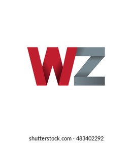 Initial letters WZ overlapping fold logo red gray