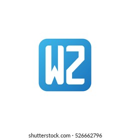 Initial letters WZ rounded square shape blue simple logo