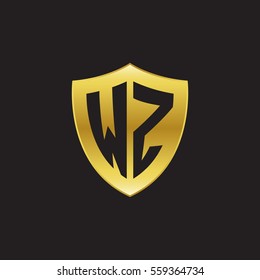 Initial letters WZ shield shape gold logo