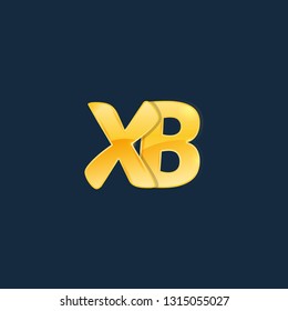 Initial letters X, B, XB with logo design inspiration gold metallic texture, trendy, 3d glossy texture, overlapping, based alphabet logo for media company identity, isolated on black background.