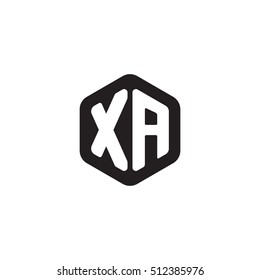 Initial letters XA rounded hexagon shape monogram black simple modern logo