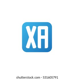 Initial letters XA rounded square shape blue simple logo