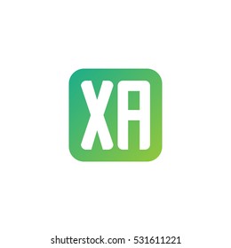 Initial letters XA rounded square shape green simple logo