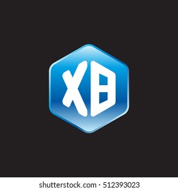 Initial letters XB rounded hexagon shape blue modern logo
