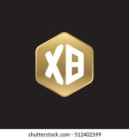 Initial letters XB rounded hexagon shape gold modern logo