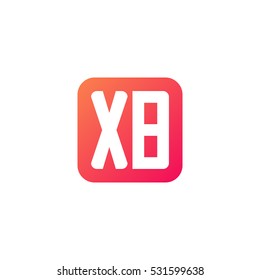Initial letters XB rounded square shape red orange simple logo