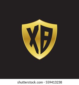 Initial letters XB shield shape gold logo