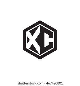 Initial letters XC negative space hexagon shape monogram logo