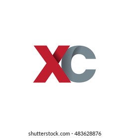 Initial letters XC overlapping fold logo red gray