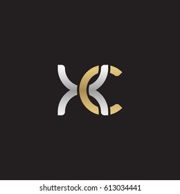 Initial letters xc, round overlapping chain shape lowercase logo modern design silver gold