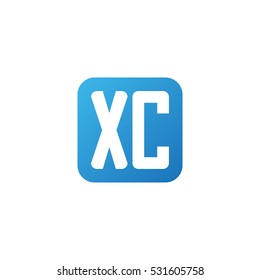 Initial letters XC rounded square shape blue simple logo