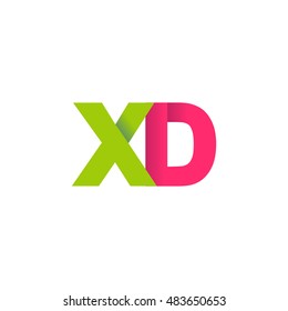 Initial letters XD overlapping fold logo green magenta