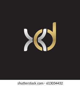 Initial letters xd, round overlapping chain shape lowercase logo modern design silver gold