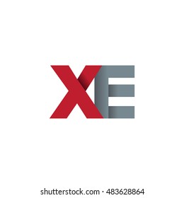 Initial letters XE overlapping fold logo red gray