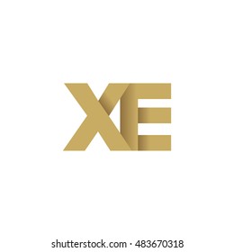 Initial letters XE overlapping fold logo brown gold