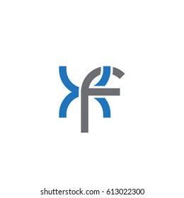Initial letters xf, round overlapping lowercase logo modern design blue gray