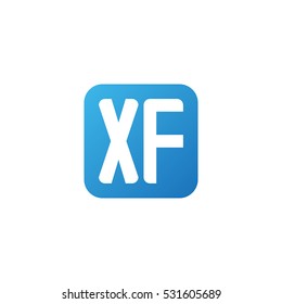 Initial letters XF rounded square shape blue simple logo