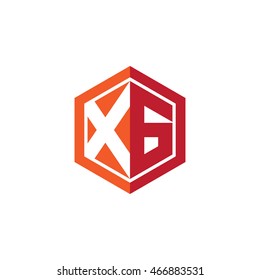 Initial letters XG hexagon shape logo red orange