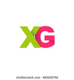 Initial letters XG overlapping fold logo green magenta