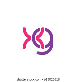 Initial letters xg, round overlapping lowercase logo modern design pink purple