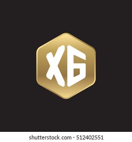 Initial letters XG rounded hexagon shape gold modern logo
