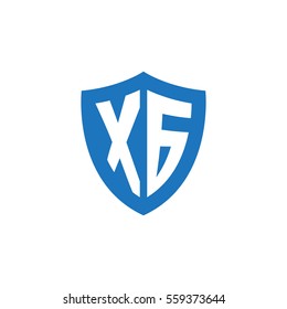 Initial letters XG shield shape blue simple logo