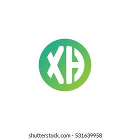 Initial letters XH circle shape green simple logo