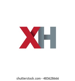 Initial letters XH overlapping fold logo red gray