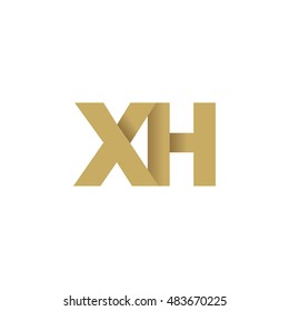 Initial letters XH overlapping fold logo brown gold