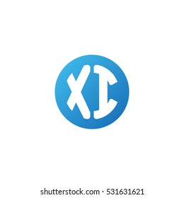 Initial letters XI circle shape blue simple logo