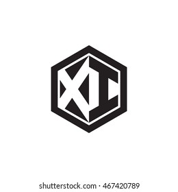 Initial letters XI negative space hexagon shape monogram logo