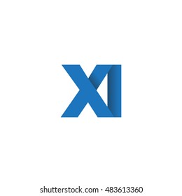 Initial letters XI overlapping fold logo blue