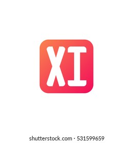 Initial letters XI rounded square shape red orange simple logo
