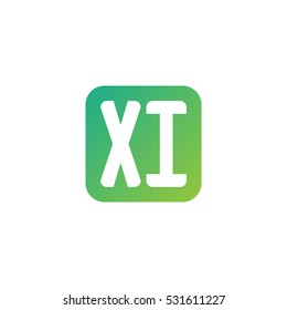 Initial letters XI rounded square shape green simple logo