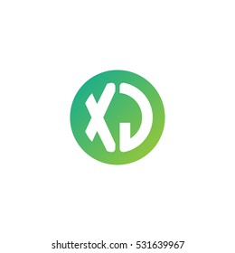 Initial letters XJ circle shape green simple logo