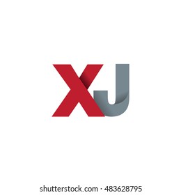 Initial letters XJ overlapping fold logo red gray