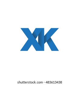 Letras iniciales Logotipo de plegado superpuesto XK azul