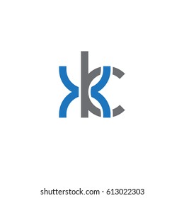 Initial letters xk, round overlapping lowercase logo modern design blue gray