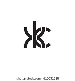 Initial letters xk, round overlapping lowercase logo modern design black