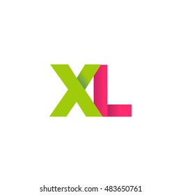 Initial letters XL overlapping fold logo green magenta