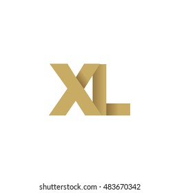 Initial letters XL overlapping fold logo brown gold