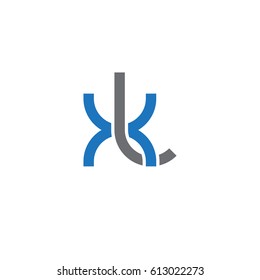 Initial letters xl, round overlapping lowercase logo modern design blue gray