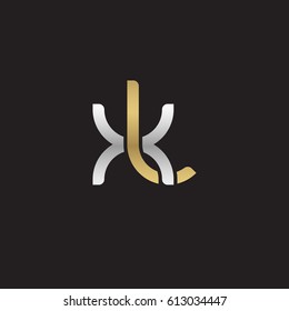 Initial letters xl, round overlapping chain shape lowercase logo modern design silver gold