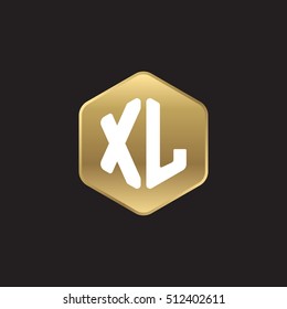 Initial letters XL rounded hexagon shape gold modern logo