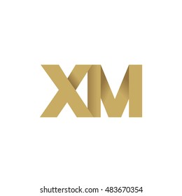 Initial letters XM overlapping fold logo brown gold