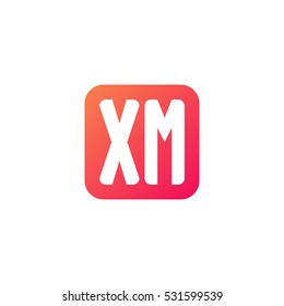 Initial letters XM rounded square shape red orange simple logo