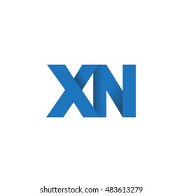 Initial letters XN overlapping fold logo blue
