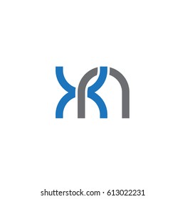 Initial letters xn, round overlapping lowercase logo modern design blue gray