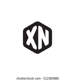 Initial letters XN rounded hexagon shape monogram black simple modern logo